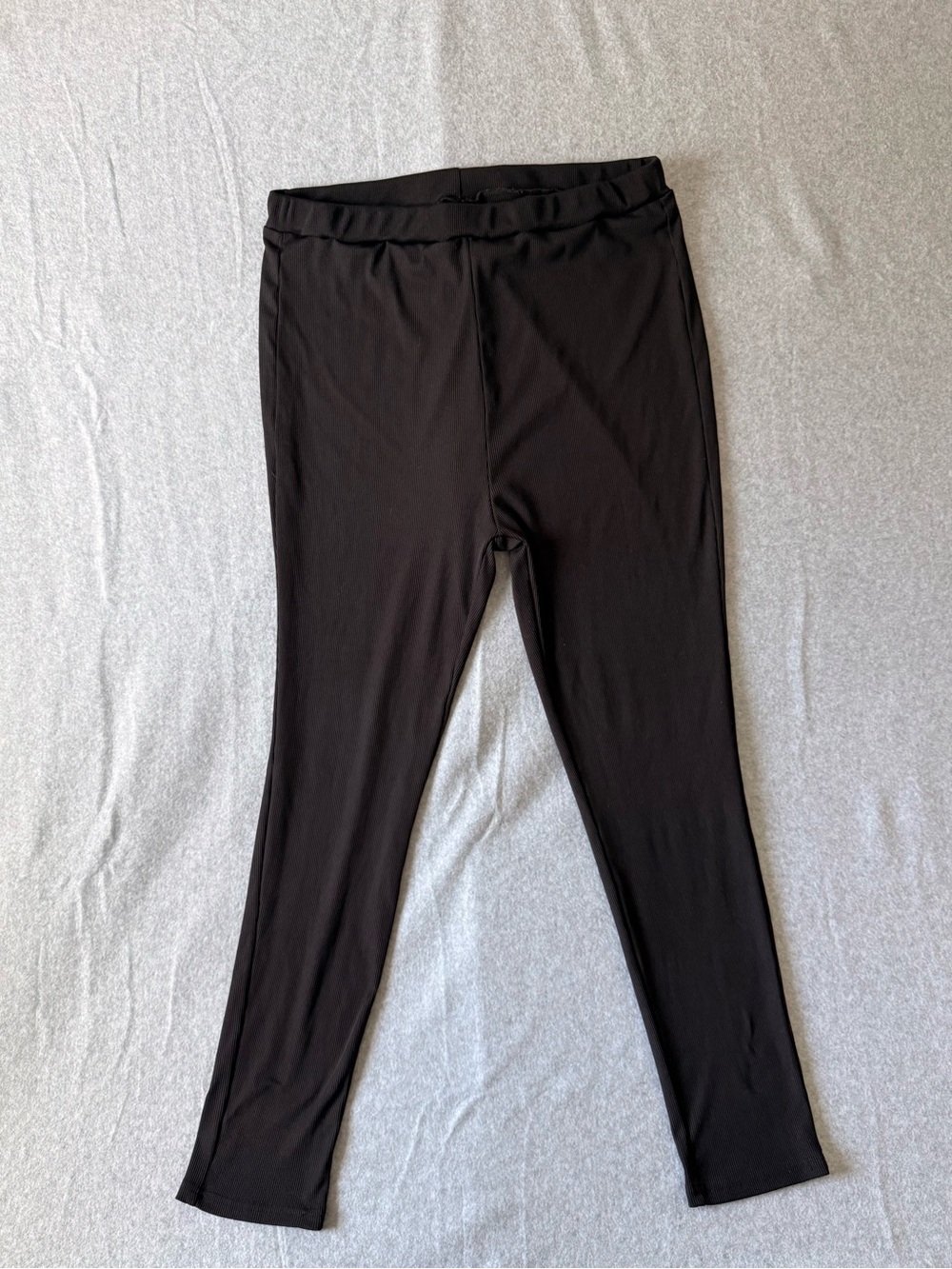 Black Ribbed High Waist Leggings XXL Stretch Slim Fit Womens Plus